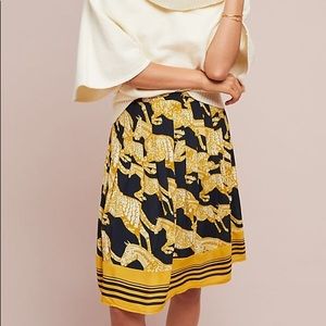 Anthro Maeve Jade A-Line Skirt Navy Gold